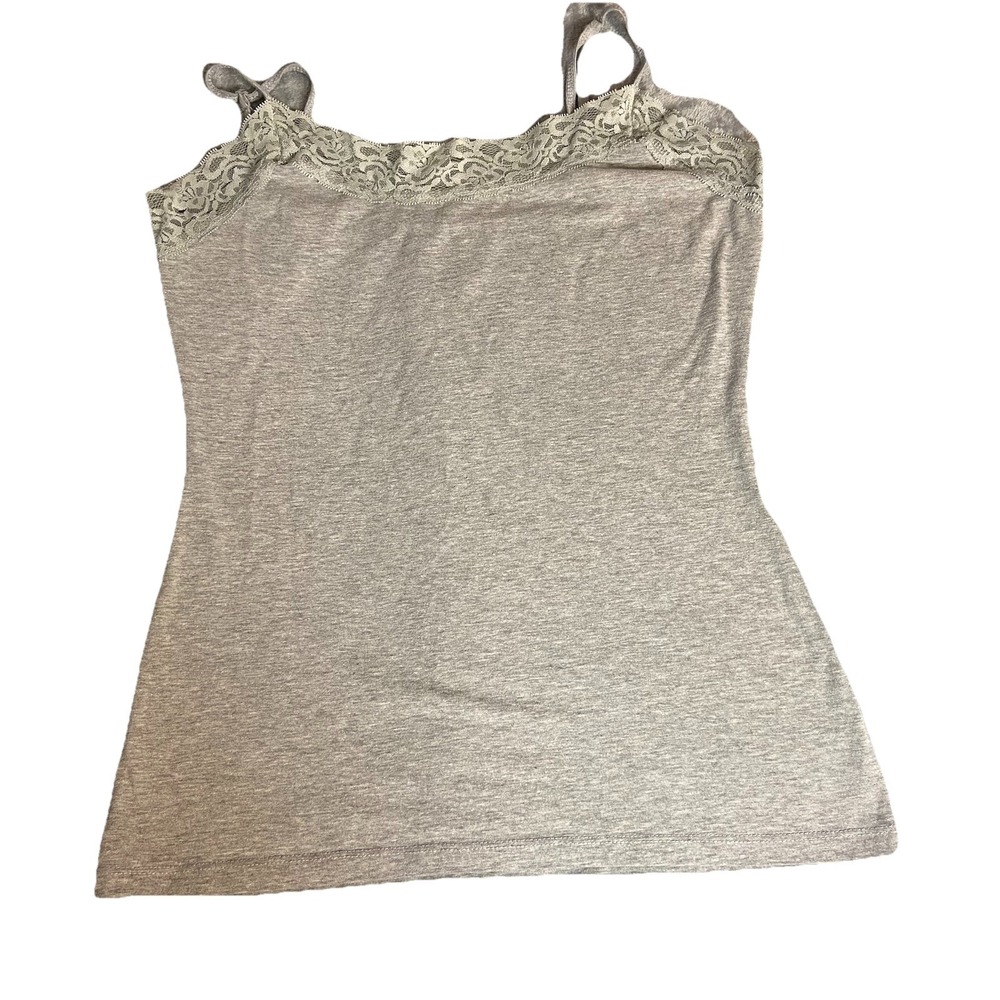 Dots Delicious Camisole Lace Heather Gray Tank Top Size XL Y2K‎ Babydoll Cami